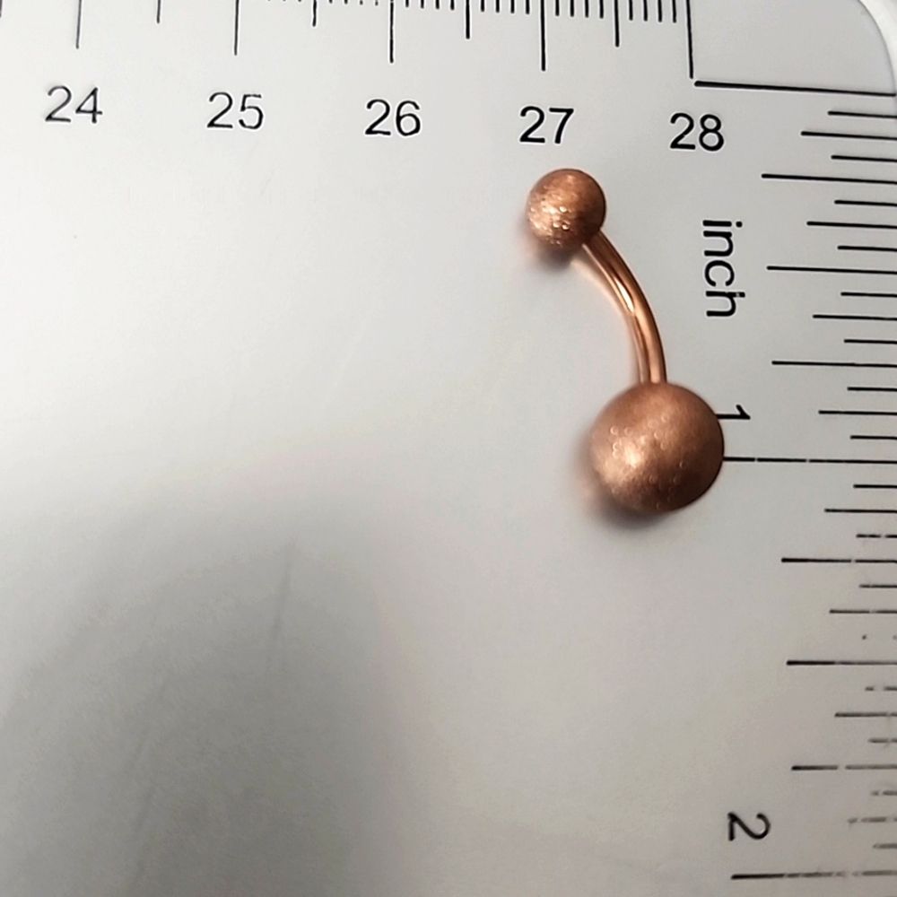BELLY BUTTON RING STAINLESS STEEL 14G  Disco Ball SPARKLE ROSE  GOLD - Picture 2 of 5